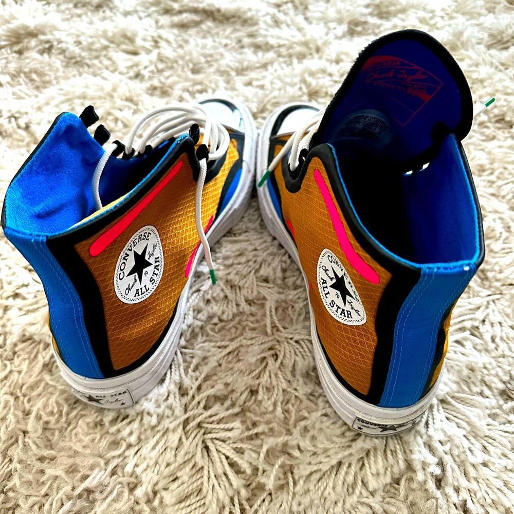 Converse high top cognac, pink, blue & green sneakers women’s size 6 ❤️